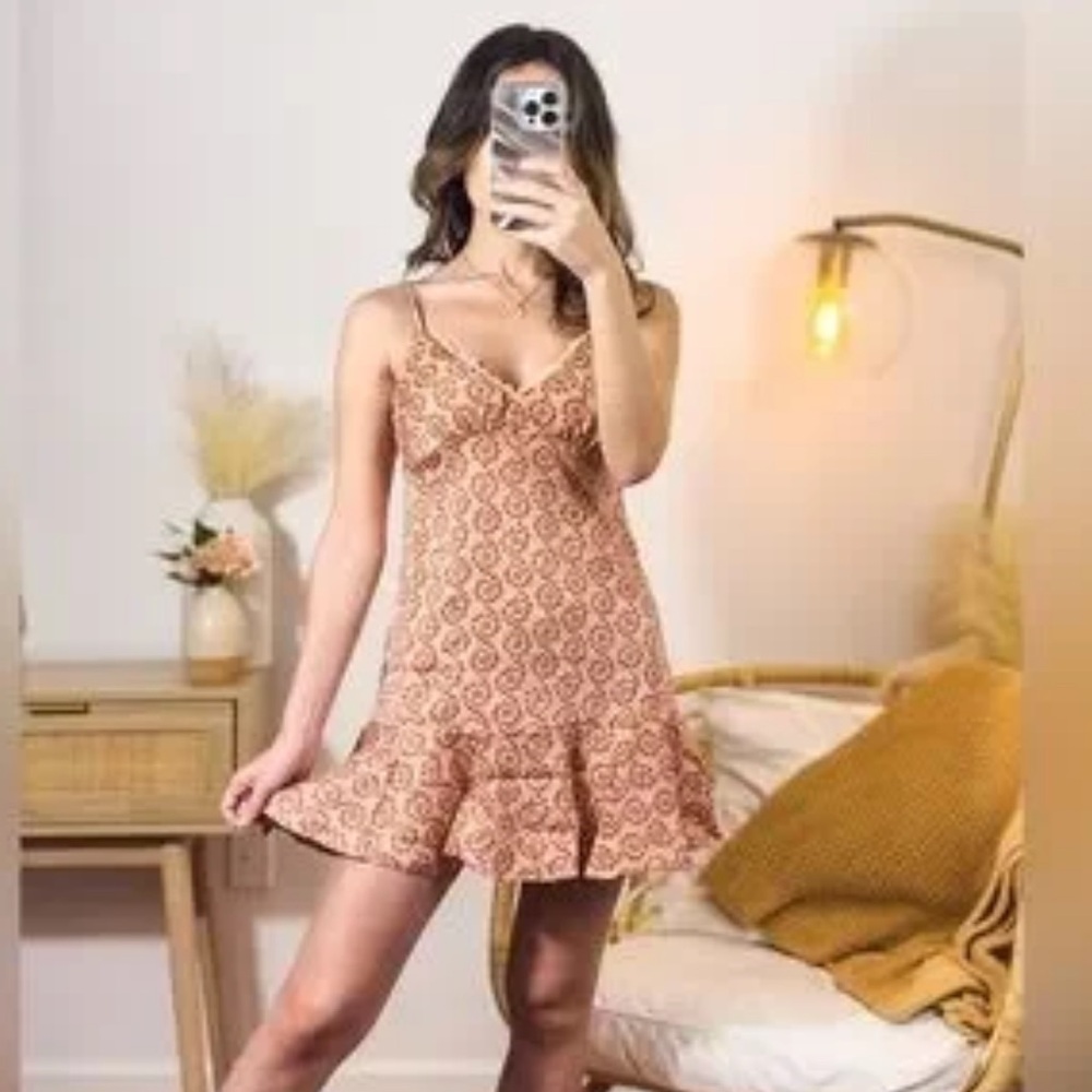 Urban Outfitters Pink Patterned Mini Dress